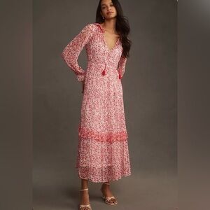Anthropologie The Marais Printed Chiffon Maxi Dress